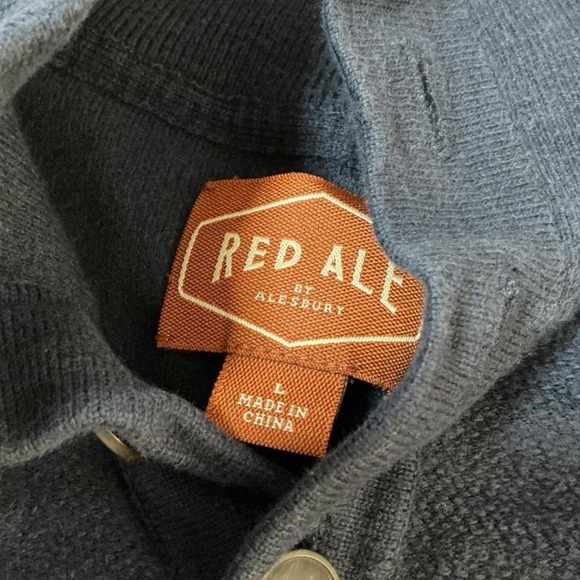 Red Ale 100% Cotton Thermal Men's Navy Blue Mock Neck Button Up Pullover Sweater - Picture 5 of 5